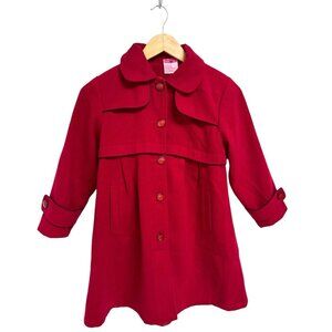 Little Star Girls red Dress coat single breasted lined collared button up size S
